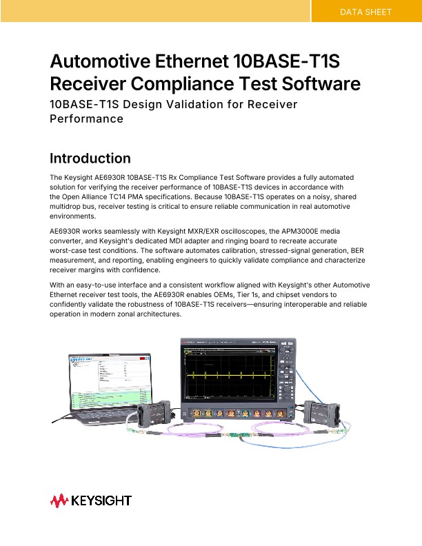 Automotive Ethernet 10BASE-T1S Receiver Compliance Test Software