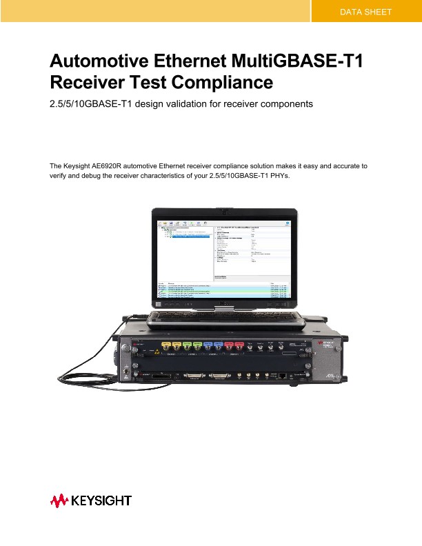 Automotive Ethernet MultiGBASE-T1 Receiver Test Compliance