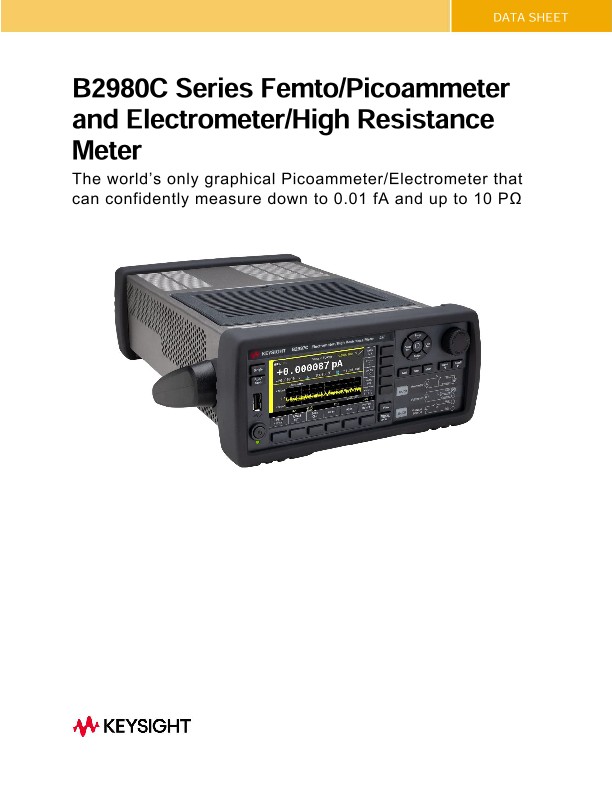B2980C Series Femto/Picoammeter and Electrometer/High Resistance Meter