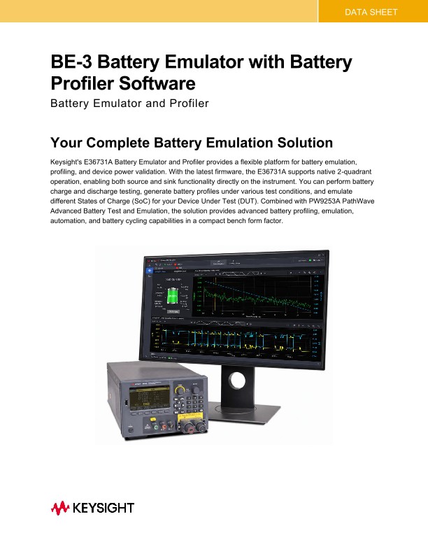 BE-3 Battery Emulator with Battery Profiler Software
