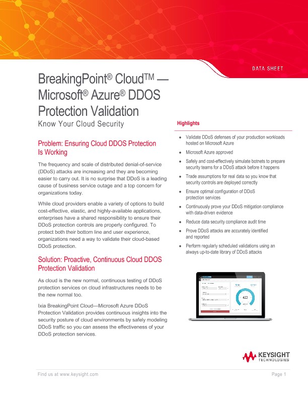 BreakingPoint Cloud—Microsoft Azure DDOS Protection Validation