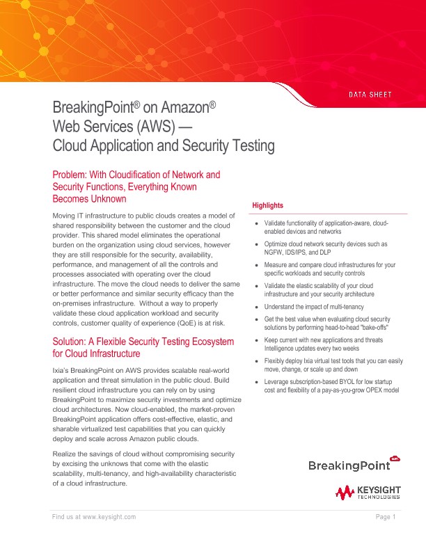 BreakingPoint on Amazon Web Services (AWS)—Cloud Application and Security Testing