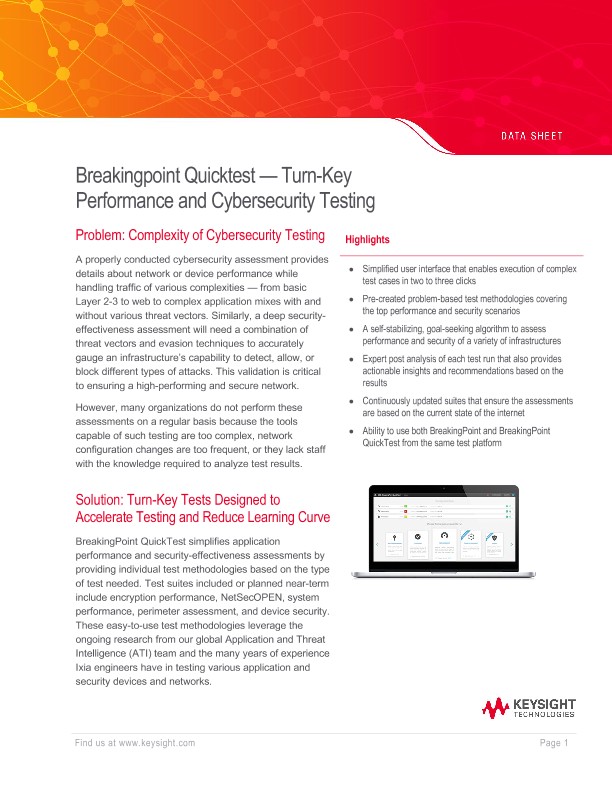 Breakingpoint Quicktest - Turn-Key Performance and Cybersecurity Testing