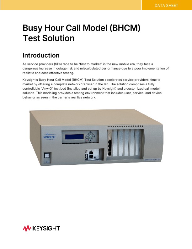 Busy Hour Call Model (BHCM) Test Solution