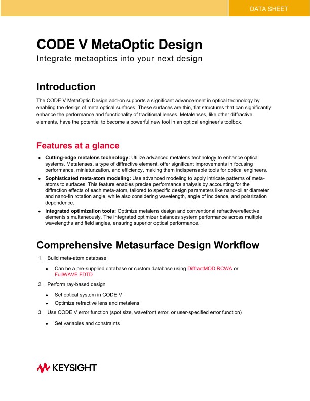 CODE V MetaOptic Design