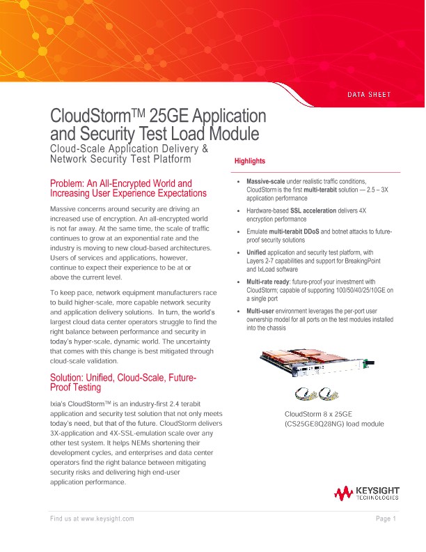 CloudStorm 25GE Application and Security Test Load Module