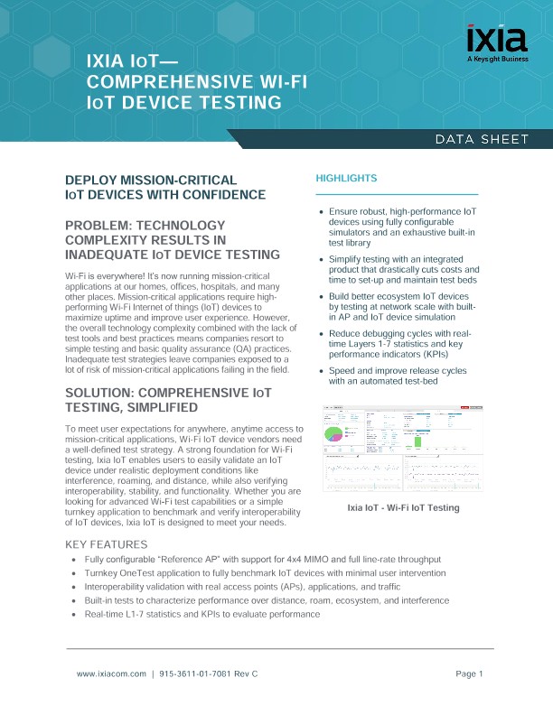 Ixia IoT — Comprehensive Wi-Fi IoT Device Testing