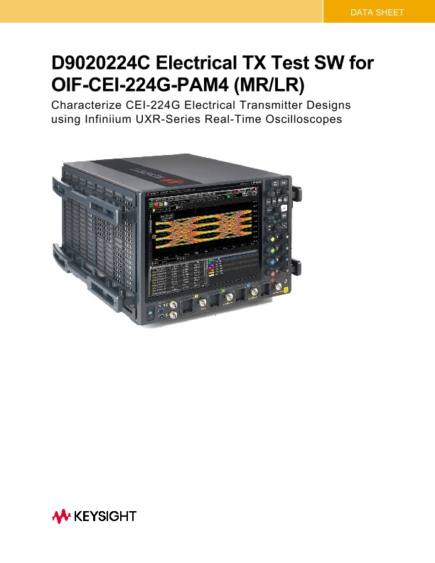 D9020224C Electrical TX Test SW for OIF-CEI-224G-PAM4 (MR/LR)