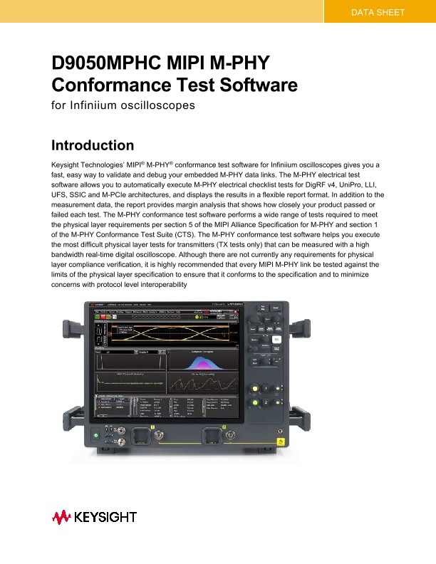 D9050MPHC MIPI M-PHY Conformance Test Software
