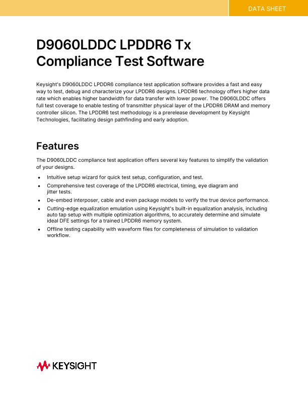 D9060LDDC LPDDR6 Tx Compliance Test Software
