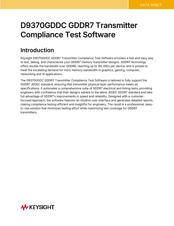 D9370GDDC GDDR7 Transmitter Compliance Test Software