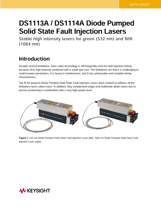 DS1113A / DS1114A Diode Pumped Solid State Fault Injection Lasers