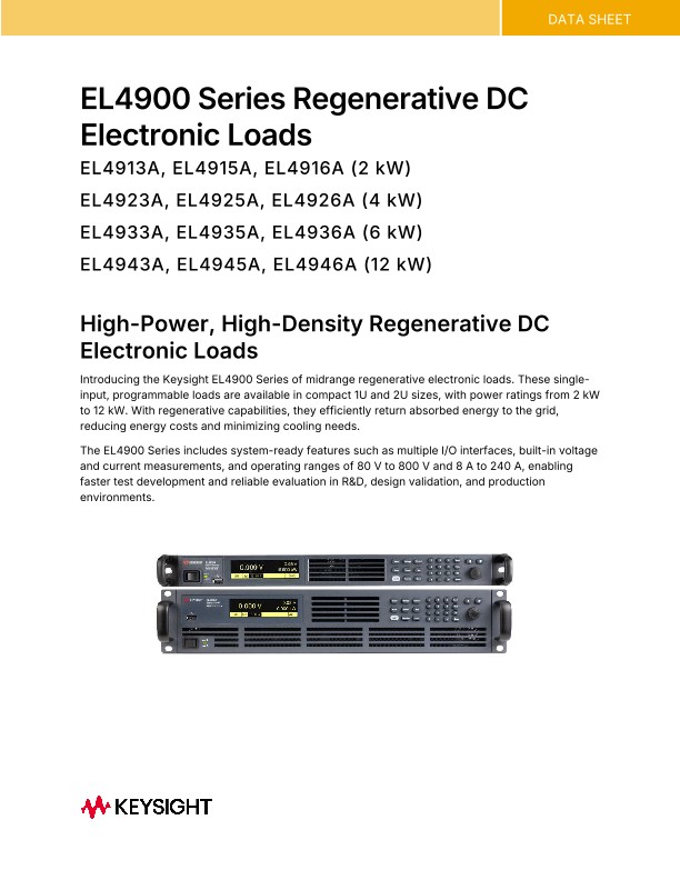 EL4900 Series Regenerative DC Electronic Loads