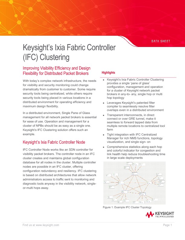 Keysight's Ixia Fabric Controller (IFC) Clustering