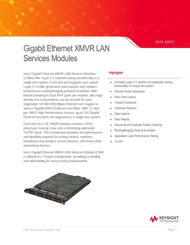 Gigabit Ethernet XMVR LAN Services Modules