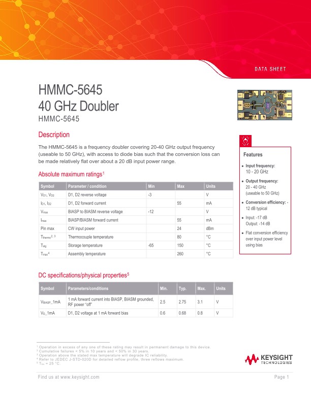 HMMC-5645 40 GHz Doubler