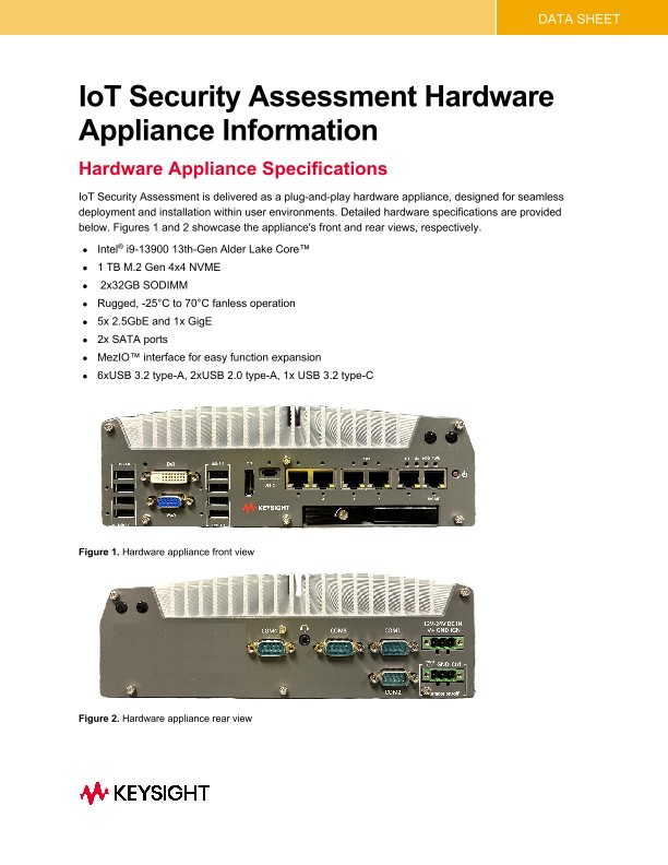 IoT Security Assessment Hardware Appliance Information