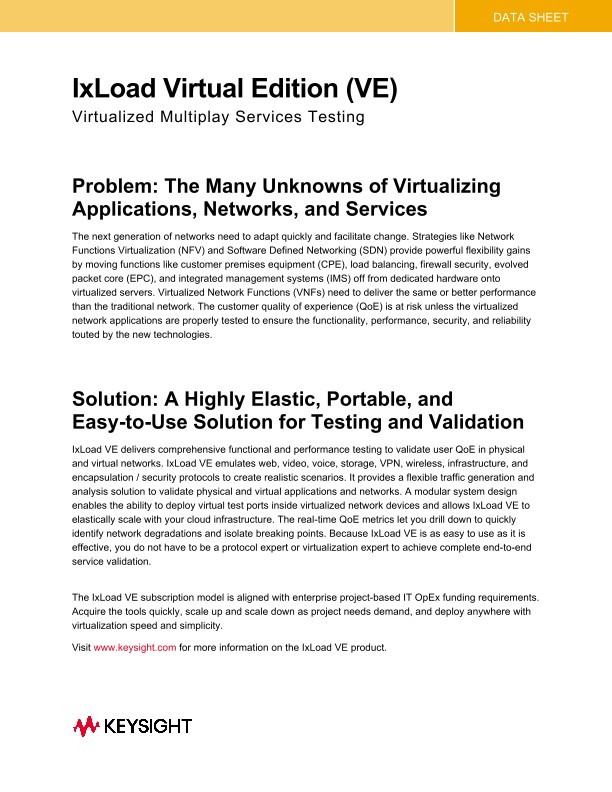 IxLoad Virtual Edition (VE)