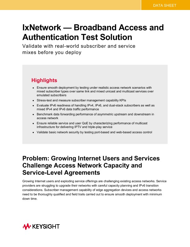 IxNetwork—Broadband Access and Authentication Test Solution PDF Asset ...