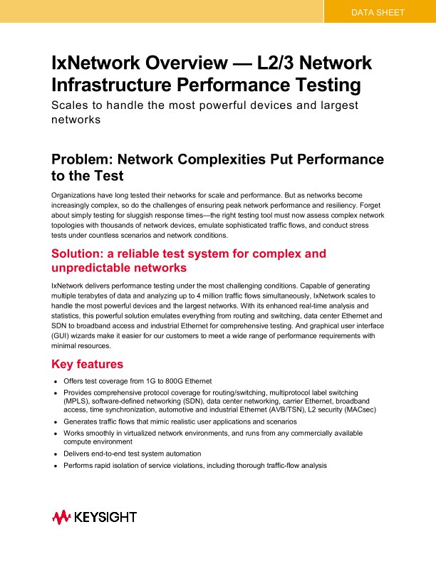 IxNetwork Overview—L2/3 Network Infrastructure Performance Testing