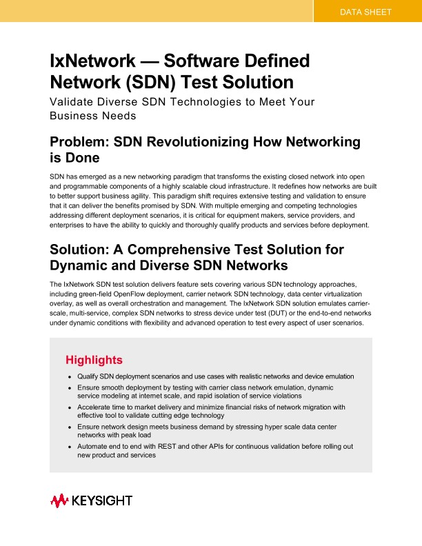 IxNetwork Software Defined Network (SDN) Test Solution