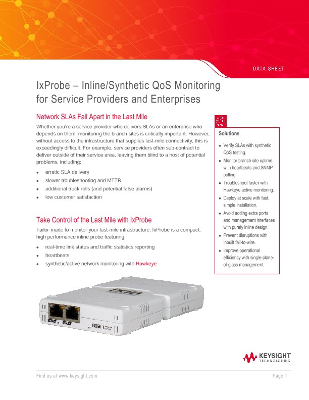 IxProbe – Inline/Synthetic QoS Monitoring for Service Providers and Enterprises