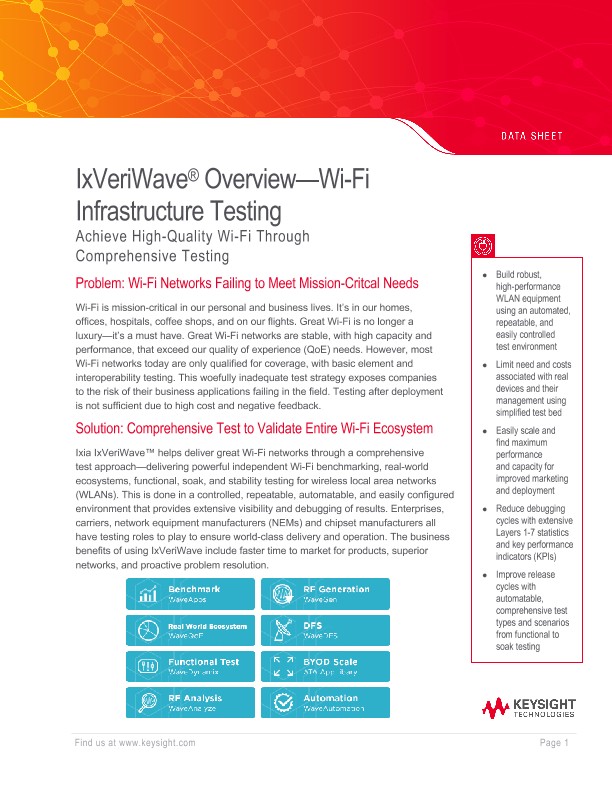 IxVeriWave Overview—Wi-Fi Infrastructure Testing