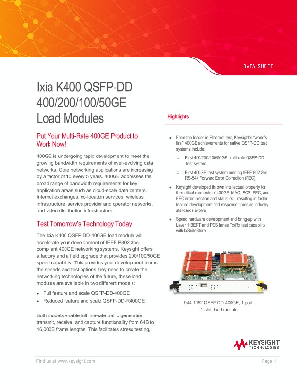 K400 QSFP-DD 400/200/100/50GE Load Modules