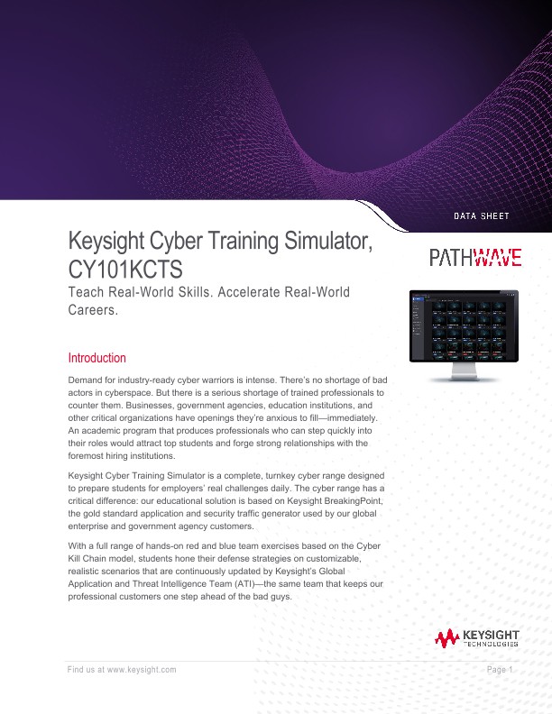 Keysight Cyber Academy, CY101KCA