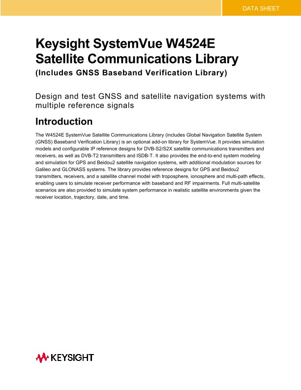 Keysight SystemVue W4524E Satellite Communications Library