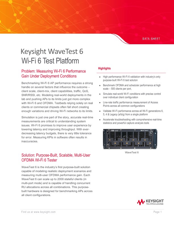 Keysight WaveTest 6 Wi-Fi 6 Test Solution
