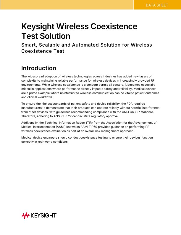 Keysight Wireless Coexistence Test Solution
