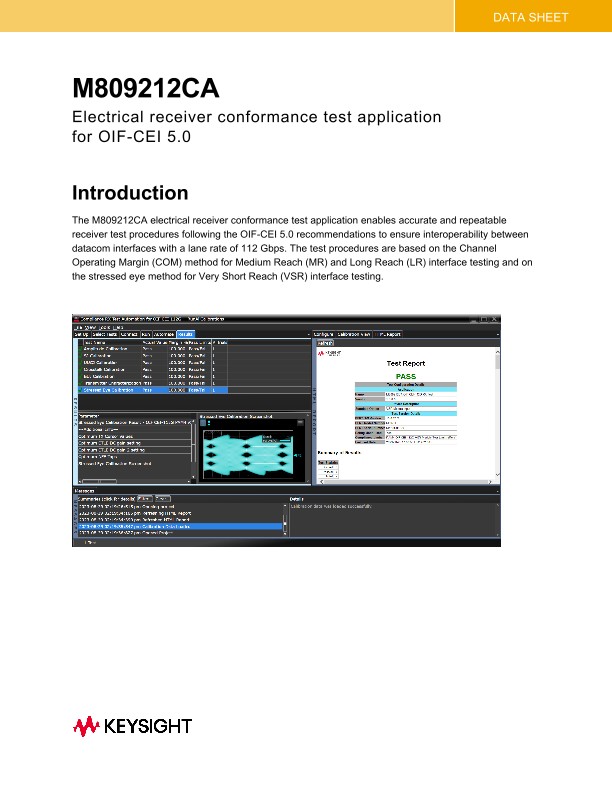 M809212CA – Receiver Conformance Test Application for OIF-CEI 5.0 (112G)