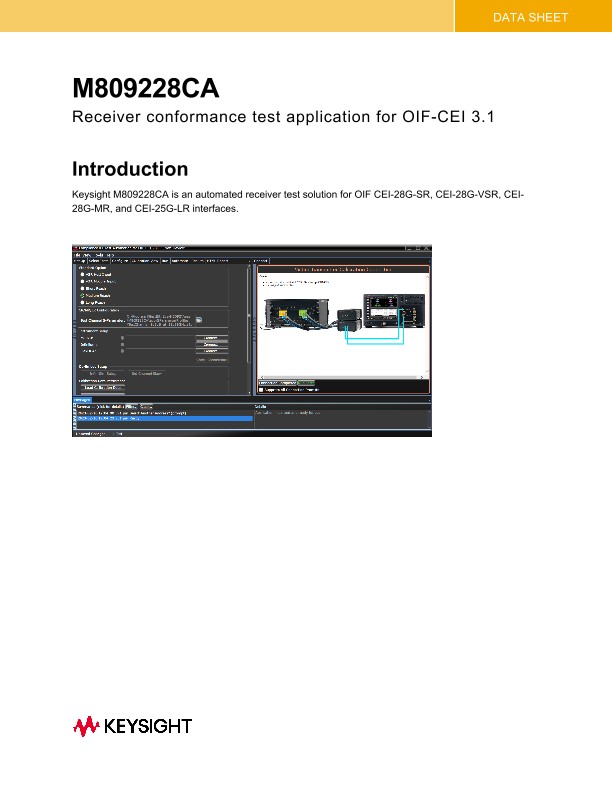 M809228CA Receiver Conformance Test Application for OIF-CEI 3.1