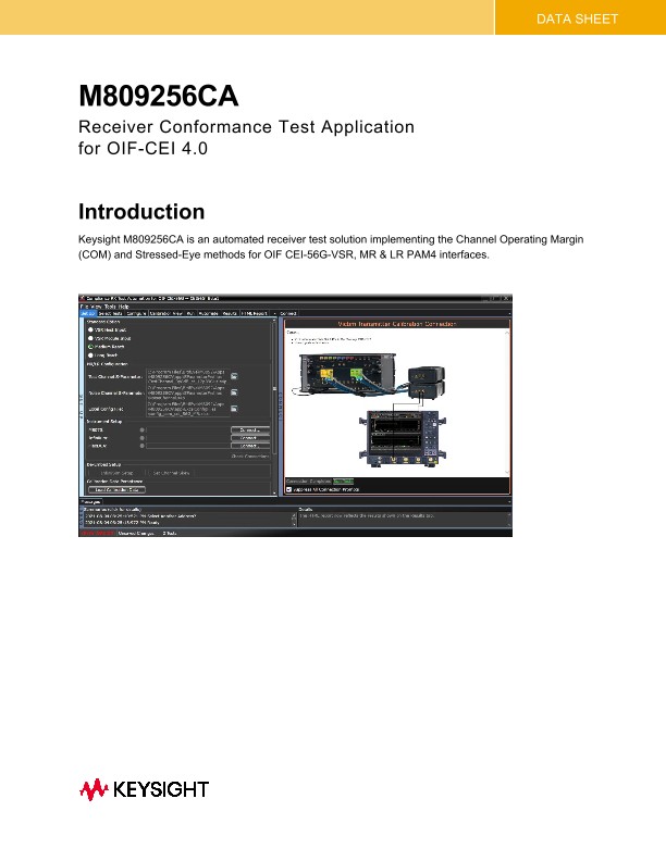M809256CA Receiver Conformance Test Application for OIF-CEI 4.0