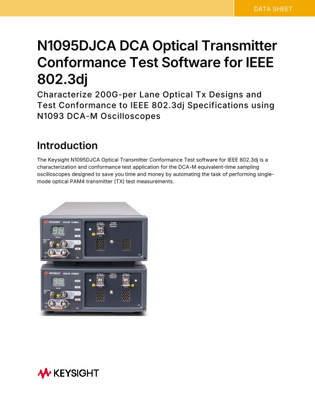 N1095DJCA DCA Optical Transmitter Conformance Test Software for IEEE 802.3dj