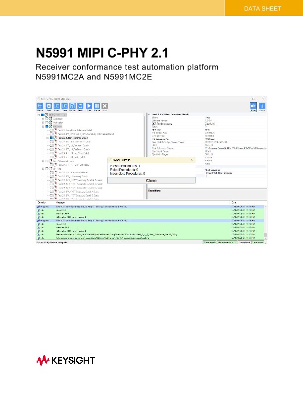 N5991 MIPI C-PHY 2.1 Receiver Conformance Test Automation Platform