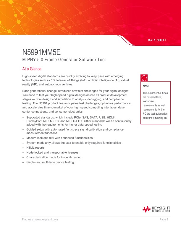 N5991MM5E M-PHY v5.0 Receiver Test Software