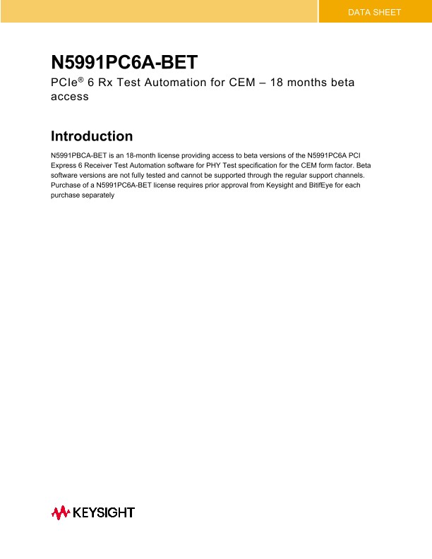 N5991PC6A-BET PCIe® 6 Rx Test Automation for CEM