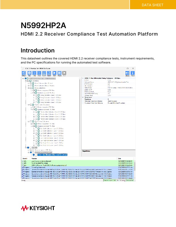 N5992HP2A HDMI 2.2 Receiver Compliance Test Automation Platform