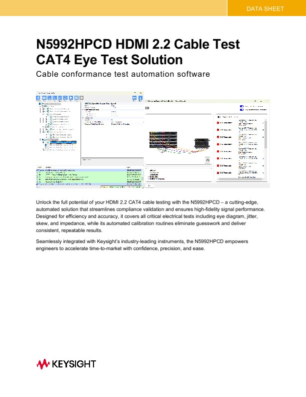 N5992HPCD HDMI 2.2 Cable Test CAT4 Eye Test Solution