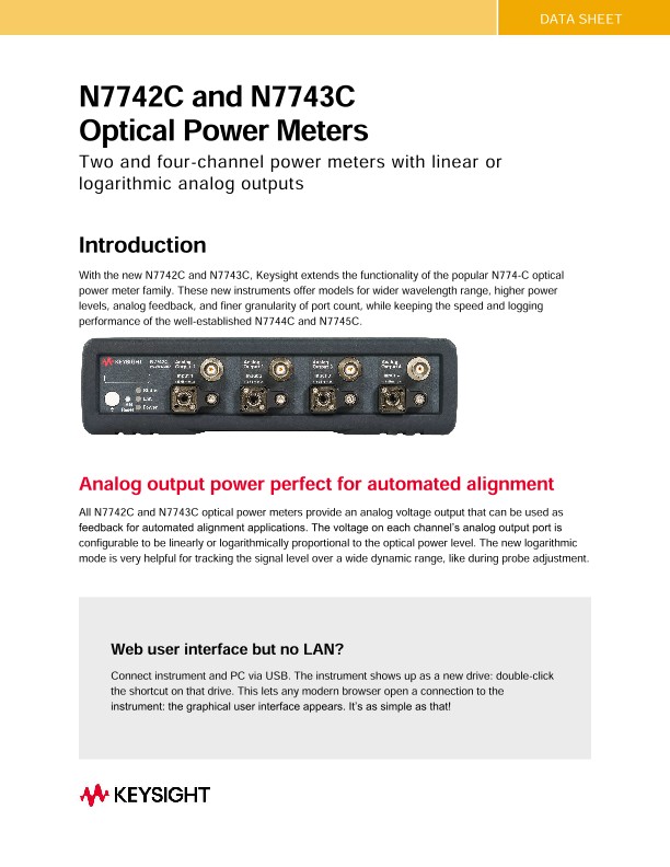 N7742C and N7743C Optical Power Meters