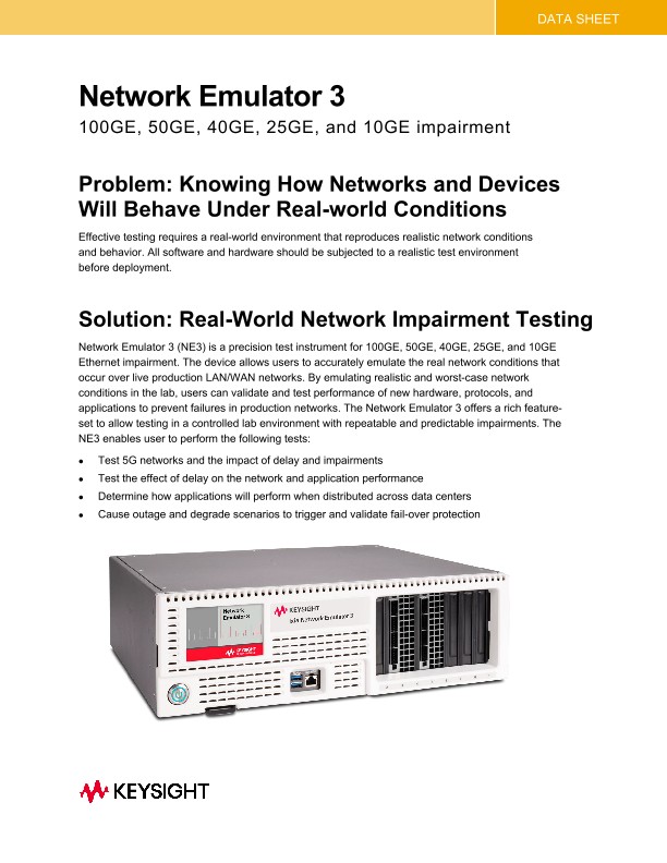 Network Emulator 3: 100GE, 50GE, 40GE, 25GE, and 10GE Impairment