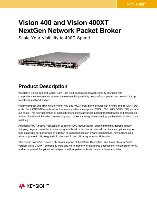 NextGen Network Packet Broker: Vision 400