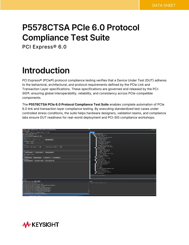 P5578CTSA PCIe 6.0 Protocol Compliance Test Suite