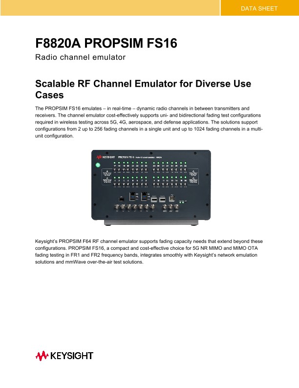 F8820A PROPSIM FS16 Radio Channel Emulator