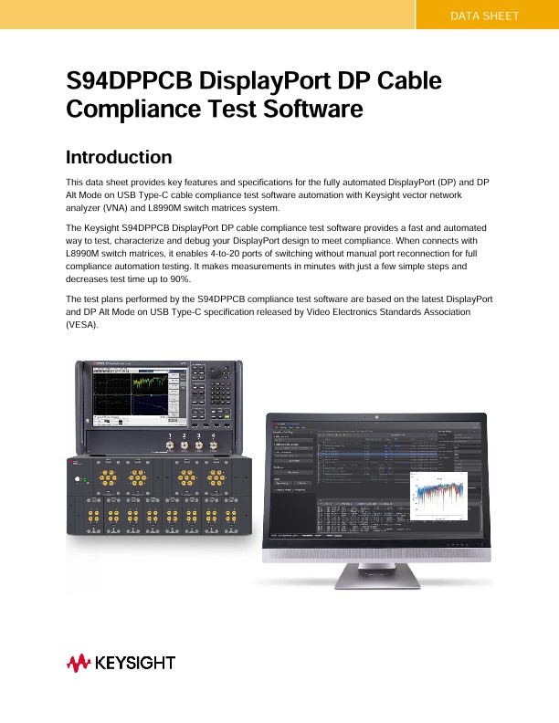 S94DPPCB DisplayPort DP Cable Compliance Test Software