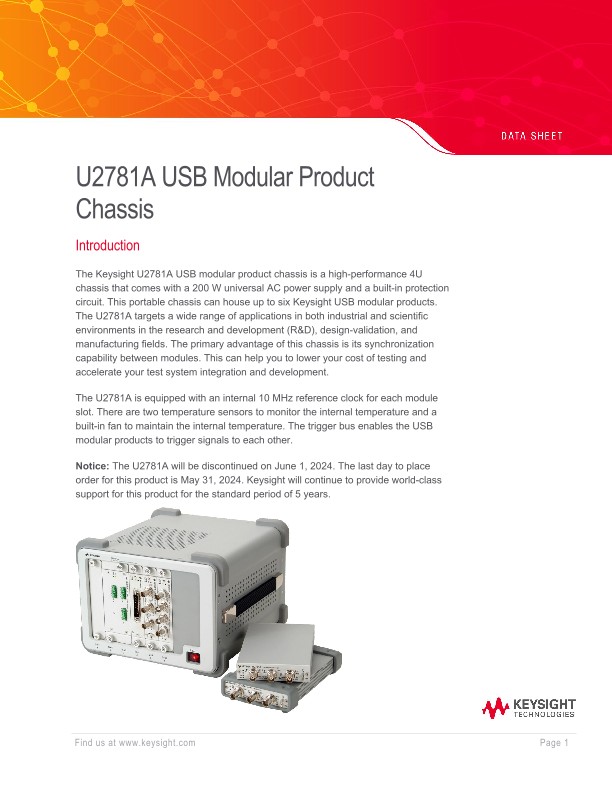 U2781A USB Modular Product Chassis PDF Asset Page | Keysight