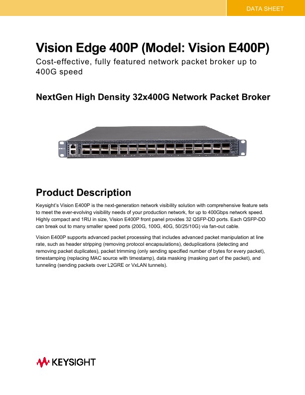 Vision Edge 400P (Model: Vision E400P) NextGen Network Packet Broker