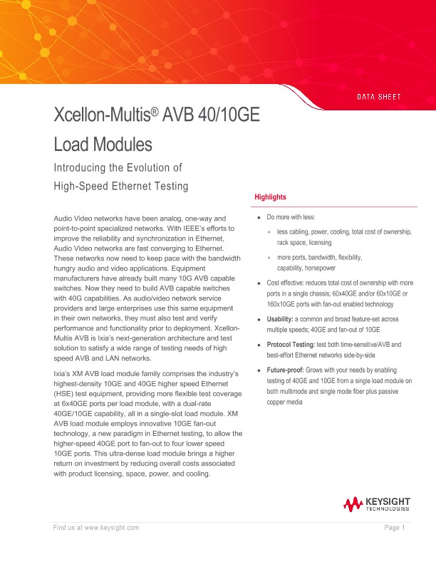 Xcellon-Multis AVB 40/10GE Load Module